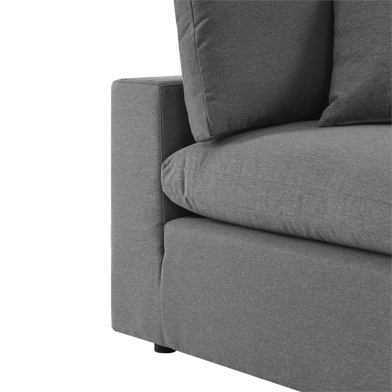 modway commix 5 piece modern fabric patio sectional sofa in charcoal