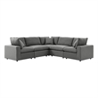 Modway Commix 5 Piece Modern Fabric Patio Sectional Sofa in Charcoal