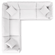 Modway Commix 5 Piece Modern Fabric Patio Sectional Sofa in White