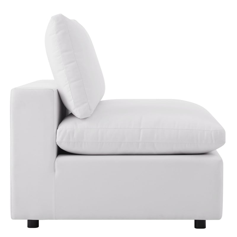 Modway Commix 5 Piece Modern Fabric Patio Sectional Sofa in White
