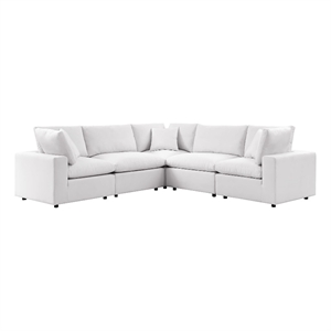 modway commix 5-piece outdoor sectional sofa with armless chairs in white