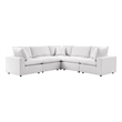 Modway Commix 5 Piece Modern Fabric Patio Sectional Sofa in White