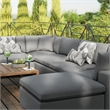 Modway Commix 7-Piece Modern Fabric Outdoor Sectional Sofa in Charcoal