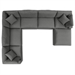 Modway Commix 7-Piece Modern Fabric Outdoor Sectional Sofa in Charcoal