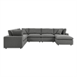 Modway Commix 7-Piece Modern Fabric Outdoor Sectional Sofa in Charcoal
