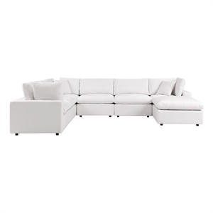 modway commix 7-piece modern fabric outdoor patio sectional sofa in white