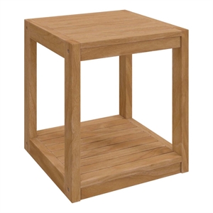 modway carlsbad contemporary teak wood outdoor patio side table in natural