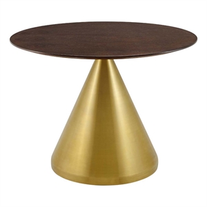 Modway Tupelo 39.5&quot Round Modern Wood & Metal Dining Table in Cherry/Gold