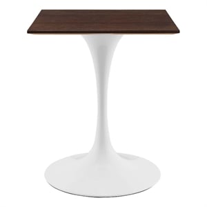 Modway Lippa 23.5&quot Modern Wood Square Dining Table in White & Cherry