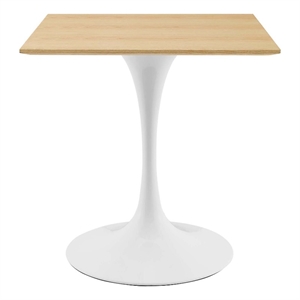 Modway Lippa 27.5&quot Modern Wood Square Dining Table in White & Natural