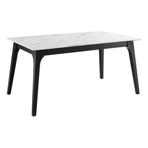 Modway Juxtapose 63&quot Rectangular Artificial Marble Dining Table in White/Black
