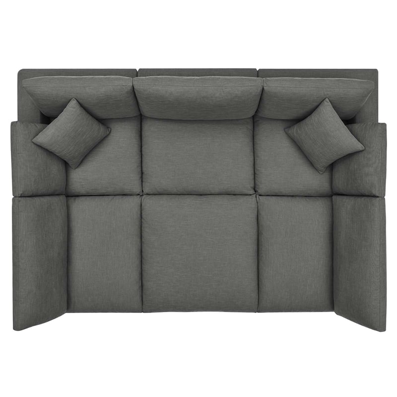 Modway Commix 6-Piece Modern Fabric Overstuffed Sectional Sofa in Gray