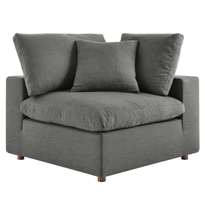 Modway Commix 6-Piece Modern Fabric Overstuffed Sectional Sofa in Gray