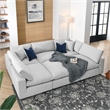 Modway Commix 6-Piece Modern Fabric Overstuffed Sectional Sofa in Light Gray