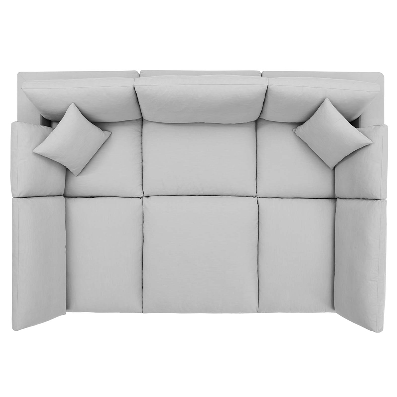 Modway Commix 6-Piece Modern Fabric Overstuffed Sectional Sofa in Light Gray