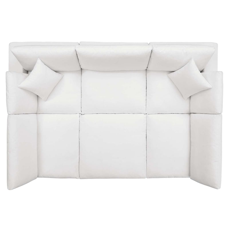 Modway Commix 6-Piece Modern Fabric Overstuffed Sectional Sofa in Pure White