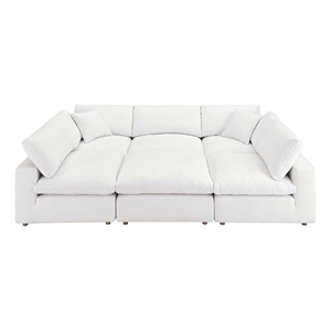 Modway Commix 6-Piece Modern Fabric Overstuffed Sectional Sofa in Pure White
