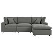 Modway Commix 4-Piece Modern Fabric Outdoor Sectional Sofa in Charcoal