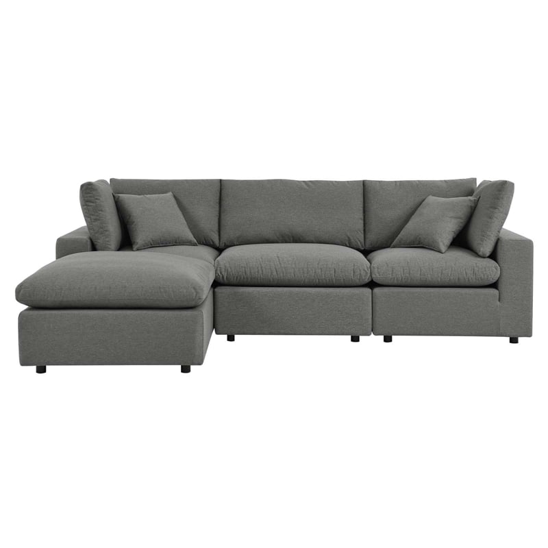 Modway Commix 4-Piece Modern Fabric Outdoor Sectional Sofa in Charcoal