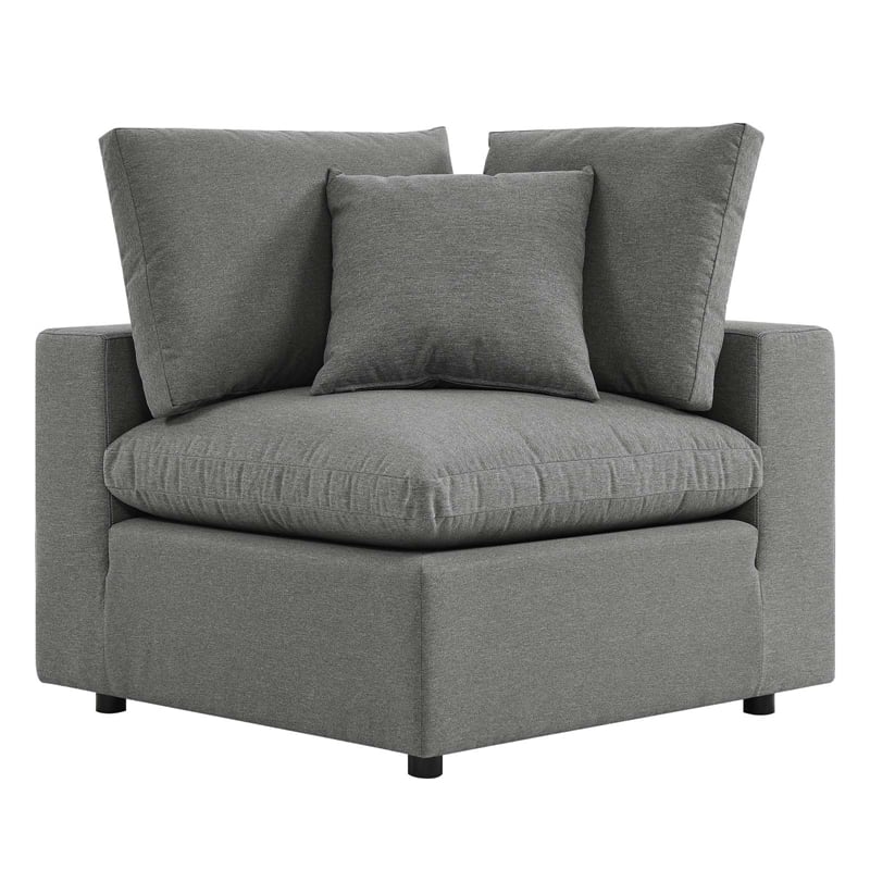 Modway Commix 4-Piece Modern Fabric Outdoor Sectional Sofa in Charcoal
