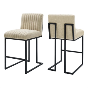 Modway Indulge 26.5&quot Modern Tufted Fabric Counter Stool in Beige (Set of 2)