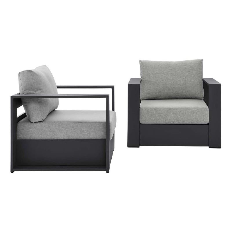 Modway Tahoe Fabric & Aluminum Outdoor Armchair in Gray (Set of 2)