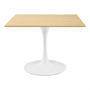 Modway Lippa 39.5&quot Modern Wood Square Dining Table in White & Natural