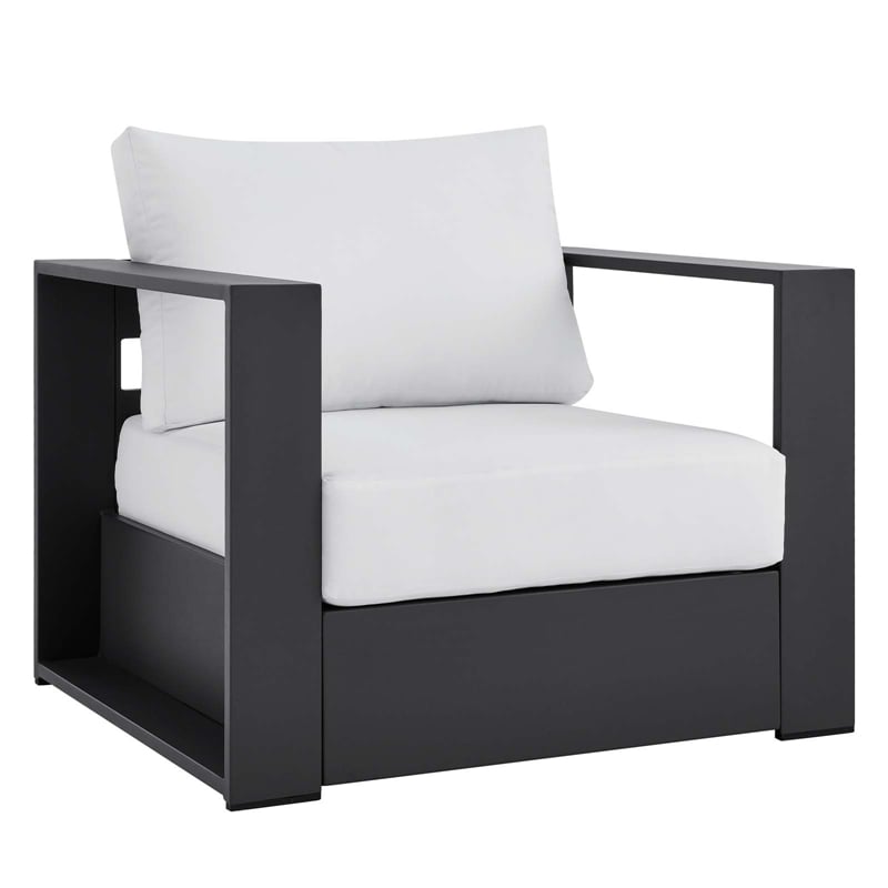 Modway Tahoe Fabric & Aluminum Outdoor Armchair in White/Gray (Set of 2)