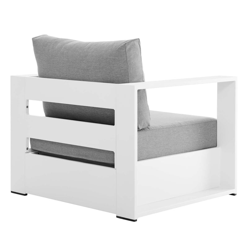 Modway Tahoe Fabric & Aluminum Outdoor Armchair in Gray/White (Set of 2)