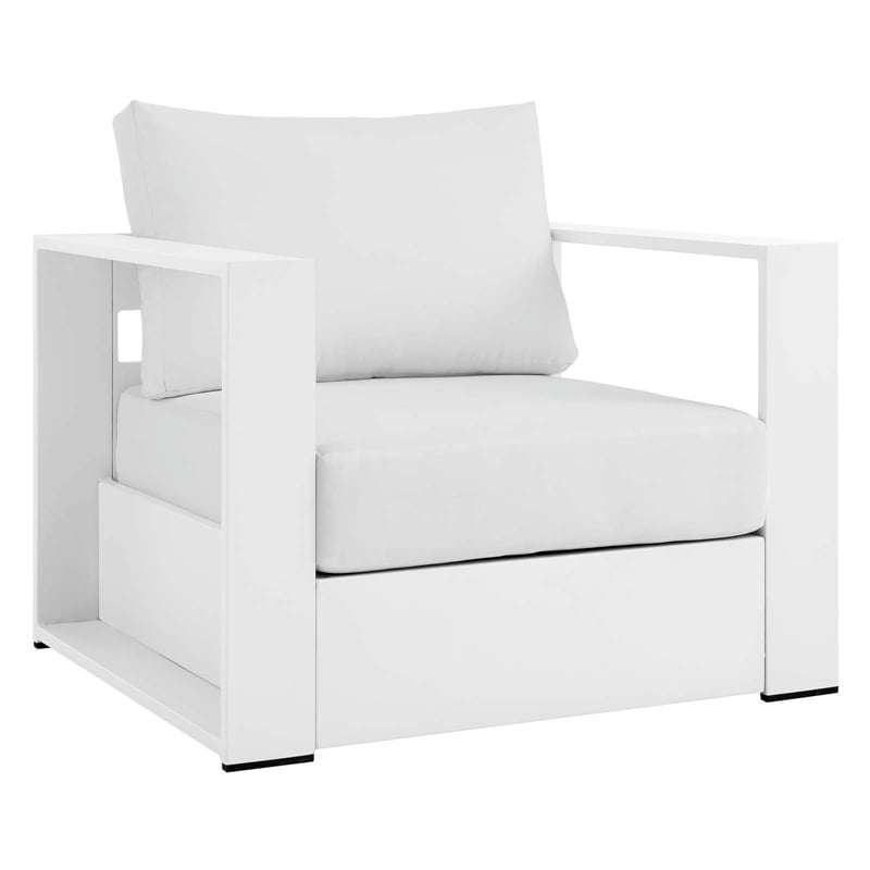 Modway Tahoe Fabric & Aluminum Outdoor Armchair in White (Set of 2)