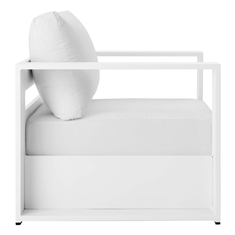 Modway Tahoe Fabric & Aluminum Outdoor Armchair in White (Set of 2)