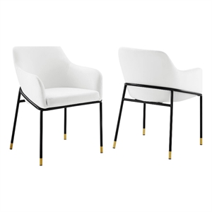 Modway Jovi 19&quot Performance Velvet Dining Armchair in Black/White (Set of 2)