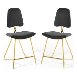 Modway Ponder 24.5&quot Modern Performance Velvet Counter Stool in Black (Set of 2)
