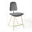 Modway Ponder Performance Velvet Upholstered Dining Counter Stool in Gray