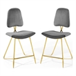Modway Ponder Performance Velvet Upholstered Dining Counter Stool in Gray
