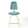 Modway Ponder Performance Velvet Upholstered Dining Counter Stool in Sea Blue