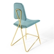 Modway Ponder Performance Velvet Upholstered Dining Counter Stool in Sea Blue