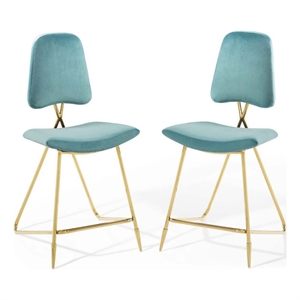 Modway Ponder Performance Velvet Upholstered Dining Counter Stool in Sea Blue