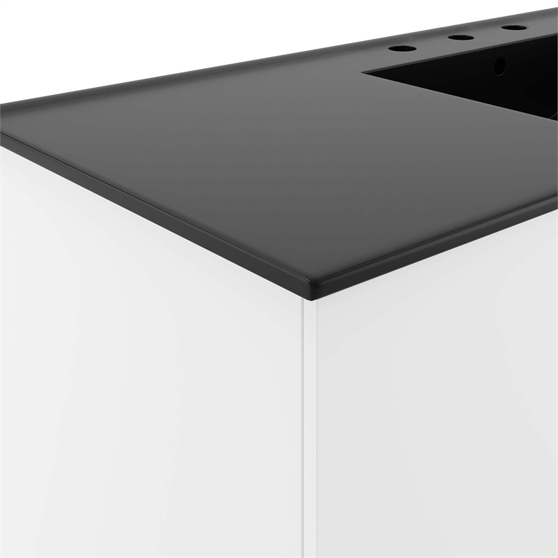 Modway Vitality Modern Wood Single Sink Bathroom Vanity in White/Black