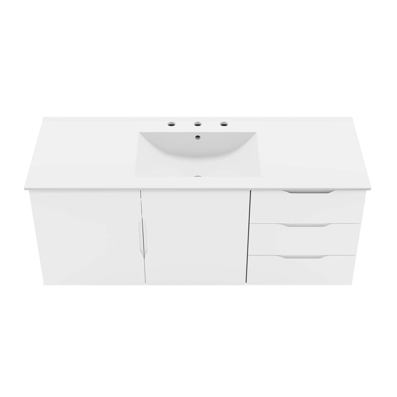Modway Vitality Modern Wood Single Sink Bathroom Vanity in White
