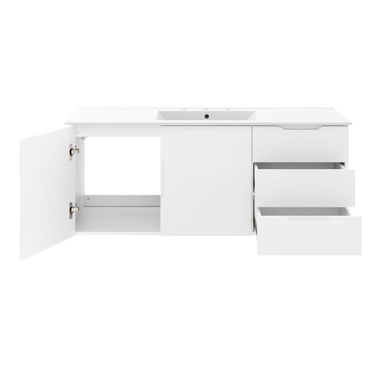 Modway Vitality Modern Wood Single Sink Bathroom Vanity in White