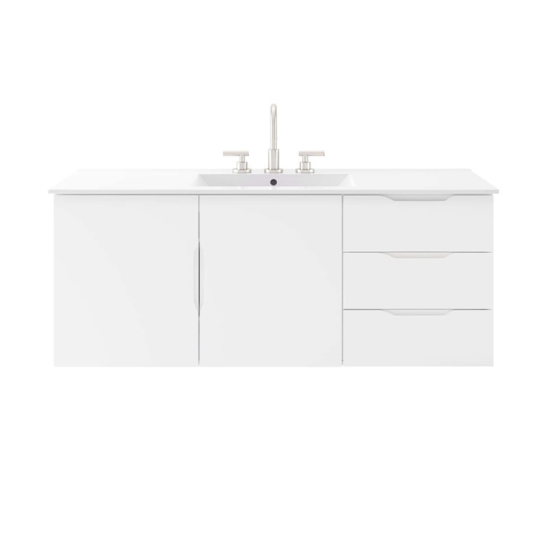 Modway Vitality Modern Wood Single Sink Bathroom Vanity in White