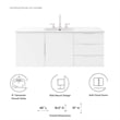 Modway Vitality Modern Wood Single Sink Bathroom Vanity in White