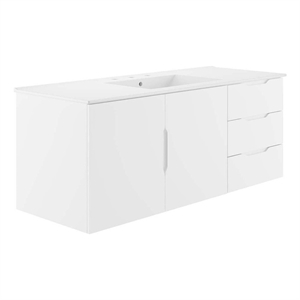 Modway Vitality Modern Wood Single Sink Bathroom Vanity in White