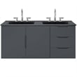 Modway Vitality Modern Wood/Ceramic Double Sink Bathroom Vanity in Gray/Black