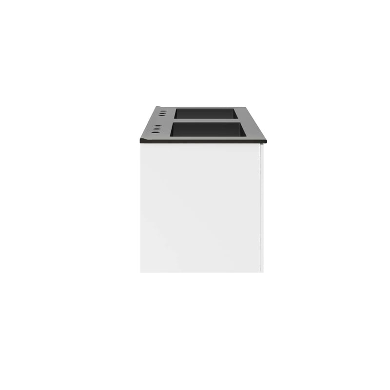Modway Vitality Modern Wood/Ceramic Double Sink Bathroom Vanity in White/Black