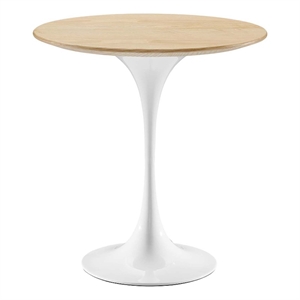 Modway Lippa 20&quot Round Modern Wood & Metal Side Table in Natural/White