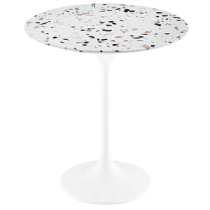 Modway Lippa 20&quot Round Modern Metal & Terrrazzo Side Table in White