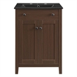 Modway Nantucket Modern Wood/Ceramic Bathroom Vanity in Walnut/White