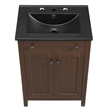 Modway Nantucket Modern Wood/Ceramic Bathroom Vanity in Walnut/White